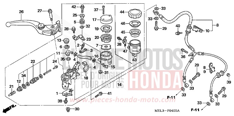MAITRE-CYLINDRE FREIN AV. von CBR1000RR "Fireblade" GRAPHITE BLACK (NHB01BA) von 2006